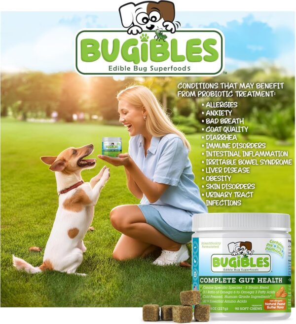 Probiotics for Dogs with Cricket Flour - Dog Probiotic Chews for Complete Gut Health (Pre, Pro & Post Biotics) - All-Natural Ingredients for Dogs Digestive Health, Allergy and Immune Support - Image 5