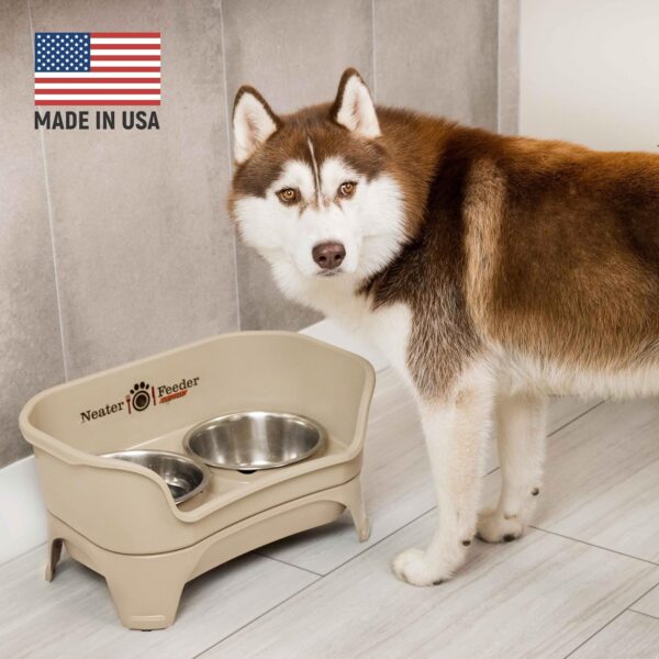 Neater Feeder - Express Model w/Niner 9 Peak Slow Feed Bowl - Mess-Proof Dog Bowls (M/L, Almond) - Made in USA – Elevated, No Spill, Non-Tip, Non-Slip, Raised Food/Water Pet Bowls Aid Digestion - Image 2