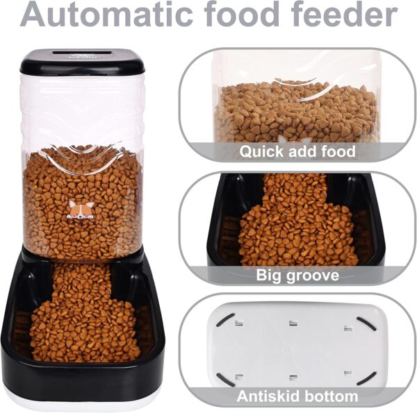 Automatic Dog Cat Gravity Food and Water Dispenser Set with Pet Food Bowl for Small Large Pets Puppy Kitten Rabbit Large Capacity(Black, 3.8L) - Image 5