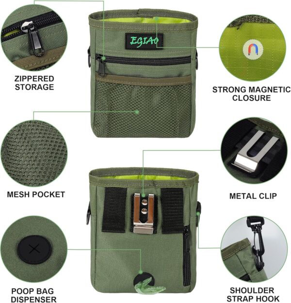 Dog Treat Pouch 2.0, Treat Pouches for Pet Training,Built-in Poop Bag Dispenser,Waist Belt Clip, Puppy Treat Pouch with Magnetic Closure - Green - Image 5