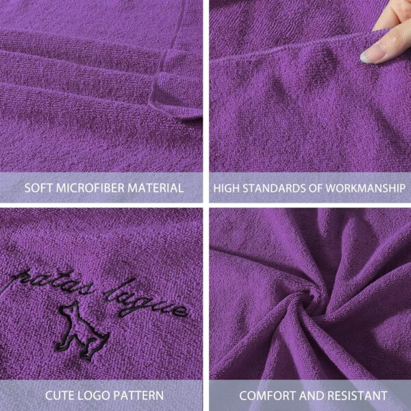 Patas Lague Dog Towel for Drying Dogs, 40''x20'' Large Quick Dry Microfiber Grooming Pet Towel, Super Soft Absorbent Machine Washable Dog Shammy Towel Dog Supplies, Purple - Image 3