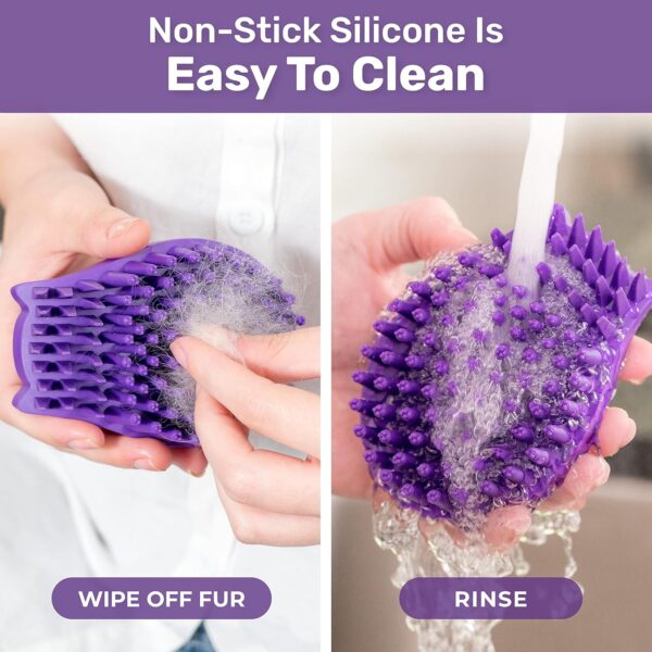 Cat Shaped Pet Bath & Massage Brush - Grooming Comb for Shampooing & Massaging Dogs, Cats, Small Animals w/Short or Long Hair - Short Multisensory Bristles, Gently Removes Loose, Shed Fur (No Handle) - Image 6