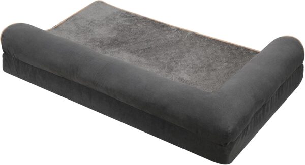 Jumbo XL Orthopedic Dog Bed - Two-Tone Faux Fur & Suede L-Shaped Chaise with Removable Washable Cover - Image 5