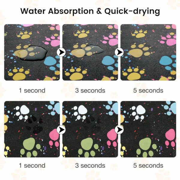 Pet Feeding Mat- Absorbent Dog Mat for Food and Water Bowl, Pet Food Bowl Mat, Dog Bowl Mat with Non-Slip Backing, Dog Food Mats for Floors, Quick Dry Dog Water Dispenser Mat(Black,12"x19") - Image 2