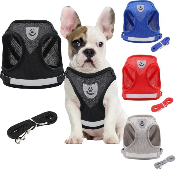 Step in Dog Harness and Leash Set,Reflective Adjustable Soft Mesh Breathable Pet Vest Dog Harnesses Set, No Chock No Pull Padded Puppy Harnesses for Small Dogs and Cats (Black, Large) - Image 3