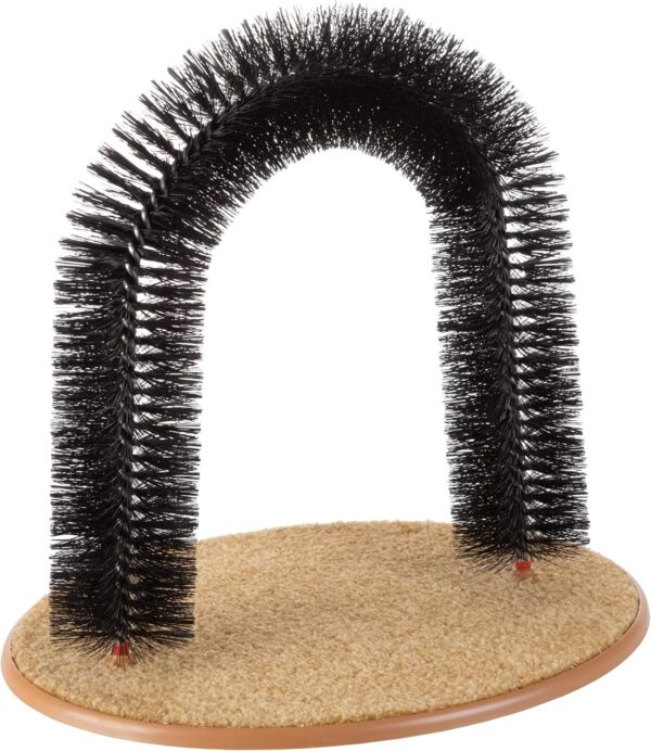 Cat Self-Groomer - Bristle Ring Brush Cat Arch with Carpeted Base, Back Scratcher and Massager for Controlling Shedding and Claws by PETMAKER (Black) - Image 7