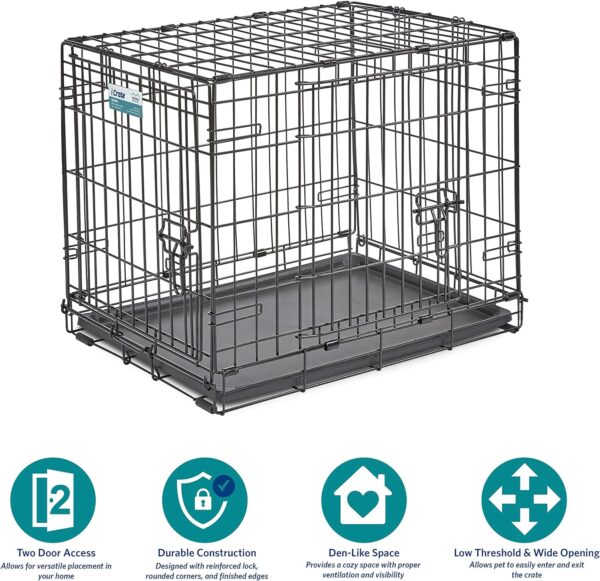 MidWest Homes for Pets Newly Enhanced Double Door iCrate Dog Crate, Includes Leak-Proof Pan, Floor Protecting Feet, Divider Panel & New Patented Features - Image 3