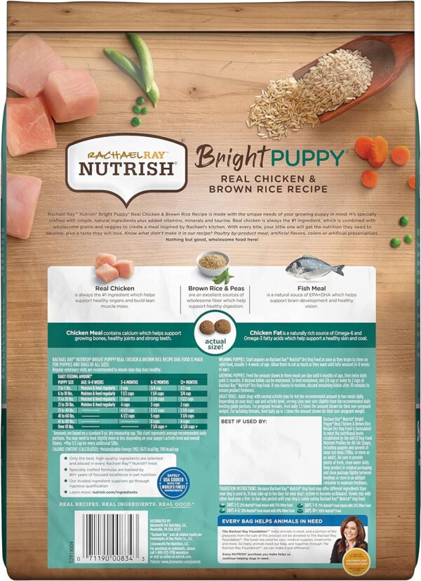 Rachael Ray Nutrish Bright Puppy Premium Natural Dry Dog Food with Added Vitamins, Minerals & Taurine, Real Chicken & Brown Rice Recipe, 6 Pound Bag (Packaging May Vary) - Image 4