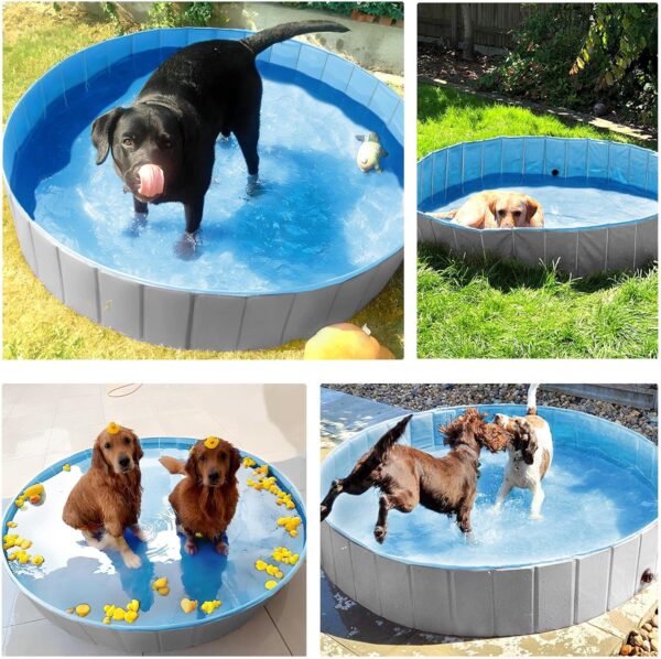 Yaheetech Dog Pet Bath Pool Foldable Hard Plastic Doggie Duck Swimming Pool Collapsible PVC Outdoor Bathing Tub Dog Pools for Large Small Dogs-63 x 11.8 inch,XXL,Gray - Image 2