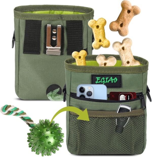 Dog Treat Pouch 2.0, Treat Pouches for Pet Training,Built-in Poop Bag Dispenser,Waist Belt Clip, Puppy Treat Pouch with Magnetic Closure - Green - Image 6