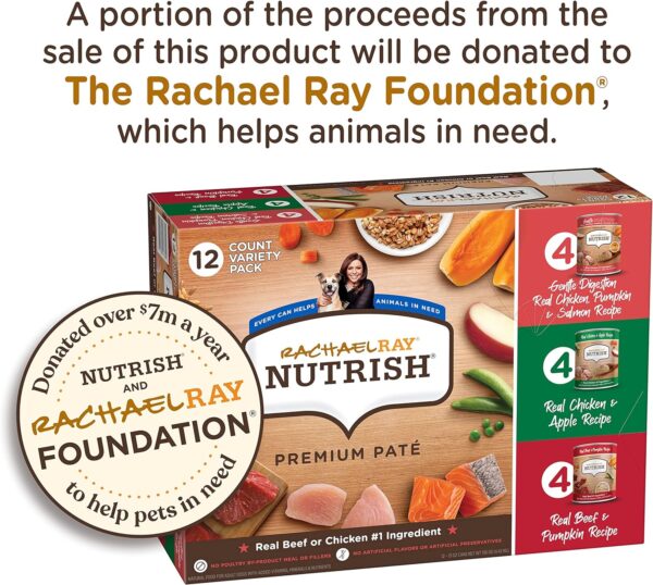 Nutrish Rachael Ray Wet Dog Food, Natural Food for Adult Dogs with Added Vitamins, Minerals & Nutrients, Beef, Chicken, and Gentle Digestion Variety Pack, 13 Ounce Can (Pack of 12) - Image 6