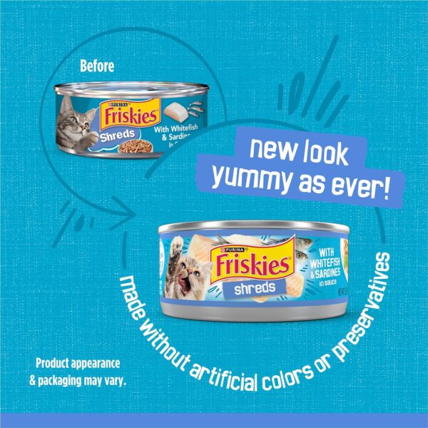 Purina Friskies Wet Cat Food, Shreds With Whitefish & Sardines in Sauce - (Pack of 24) 5.5 Oz. Cans - Image 2