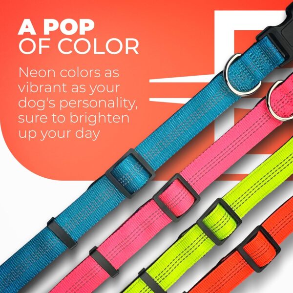 BLAZIN 'Color Me Happy!' Reflective Dog Collar for Day and Night - Adjustable Soft Neoprene Padded Dog Collar in 4 Vibrant Colors - Keeps Dogs Safe and Stylish - for Every Day Use (Medium, Pink) - Image 4