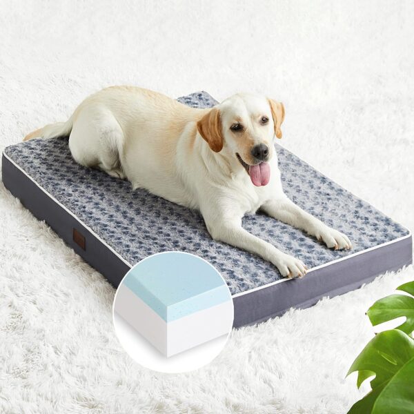 Orthopedic Memory Foam Dog Bed for Large Dogs, Waterproof Dog Crate Bed, Washable Pet Mat with Removable Cover and Nonskid Bottom