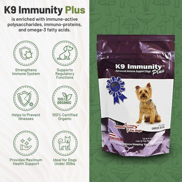 K9 Immunity Plus - Potent Immune Booster for Dogs Under 30 lbs - Certified Organic – Mushroom Enhanced Supplement - Veterinarian Recommended Dog Health Supplement (30 Chews) - Image 4