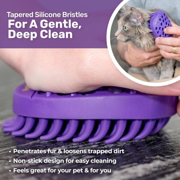 Pet Bath & Massage Brush - Grooming Comb for Shampooing & Massaging Dogs, Cats, Small Animals w/Short or Long Hair - Long Tapered Bristles, Gently Removes Loose, Shed Fur, Bath Brush Cats (No Handle) - Image 3