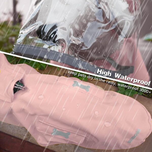 Dog Raincoat,Waterproof Rain Poncho with Hoodie, High Reflective Adjustable Pet Rain Jacket with Leash Hole for Small Medium and Large Dogs (Pink, X-Small) - Image 4