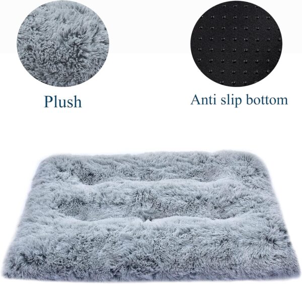 Dog Bed for Large, Medium, Small Dogs Breeds,Soft and Comfortable Dog Bed Mats, Washable Plush Dog Cage Mat, Deluxe Plush Anti-Slip Pet Beds Mats, Fluffy Kennel Pad, Grey 40 X 28 in - Image 2