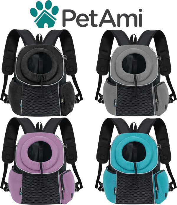 PetAmi Dog Front Carrier Backpack, Extra Ventilated Adjustable Pet Cat Chest Carrier Backpack, Small Dog Carrier for Hiking Camping Travel, Medium Dog Puppy Large Cat Carrying Bag, Max 14 lbs, Grey - Image 7