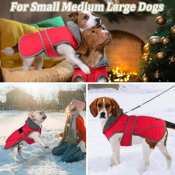 Dogcheer Christmas Dog Coat, Waterproof Winter Jacket for Cold Weather, Reflective Dog Jacket with Warm Turtleneck for Small, Medium, Large Dogs (Red, S) - Image 5