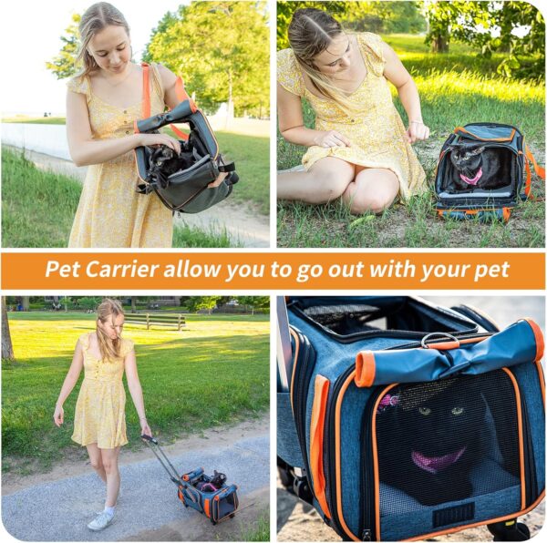 LOOBANI Pet Carrier with Wheels, Large Pet Carrier Not Airline Approved for Small & Medium Dogs Puppy Up to 25 LBS Dog Carrier, Cat Carrier Go Out Convenient and Easy Travel Vet Visit (20"x13"x13") - Image 4