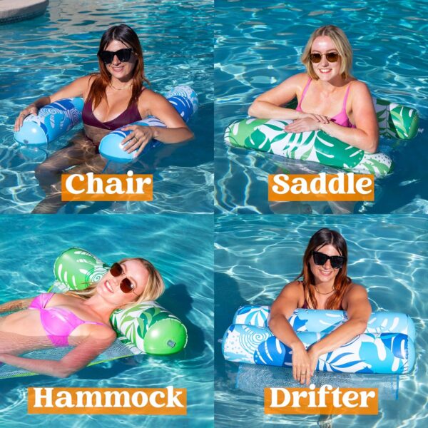 Sloosh 2 Packs Hammock Pool Floats Adults, 4-in-1 Multi-Purpose Inflatable Pool Floats PVC Water Hammock Lounge Floaties - Image 2