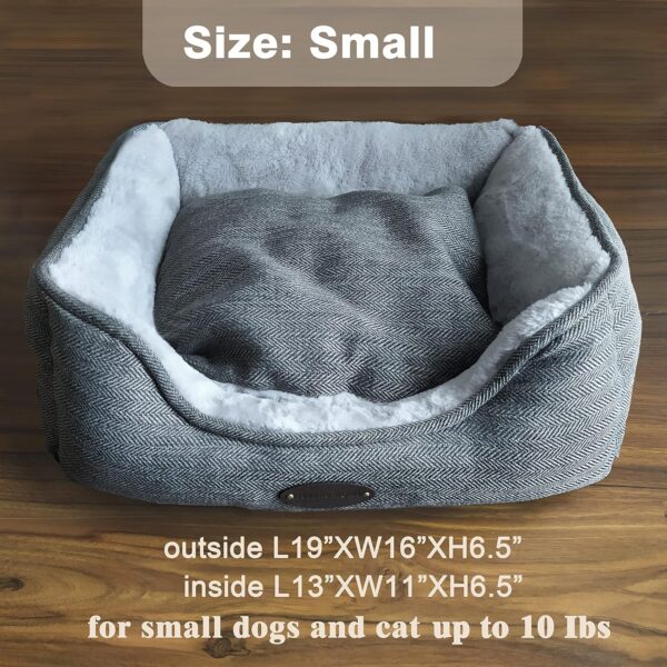 Dog Bed for Small Dogs,Cat Bed,Puppy Kennel Bed,Deluxe Plush Dog Crate Beds,Comfy Durable Pet Sleeping Bed, Washable Rectangular Dog Bed & Non-Slip Bottom, Grey - Image 2