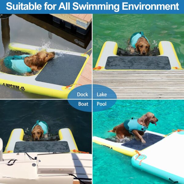 Inflatable Dog Water Ramp Pool Float Floating Ladder Steps for Dogs Safe and Easy Access to Water for Dogs Boat Ramp for Pool, Lake, Boat, Dock, with Non-Slip Pad & High Visibility - Image 4