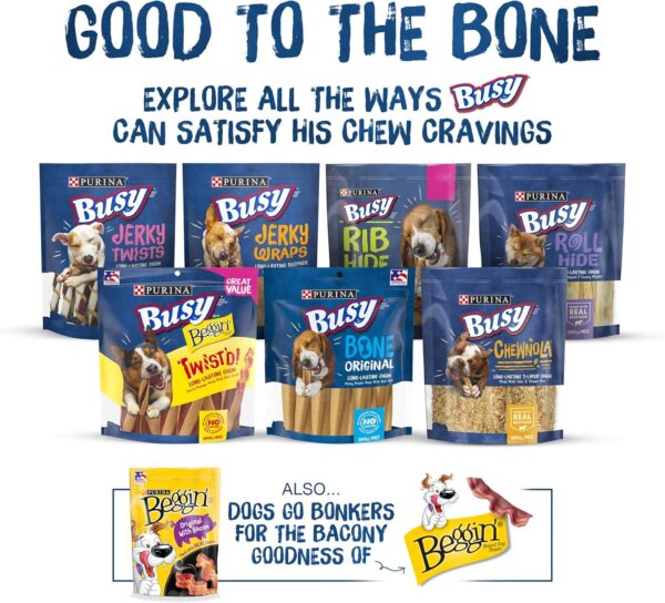 Purina Busy Bone Made in USA Facilities, Long Lasting Small/Medium Breed Adult Dog Chews, Peanut Butter Flavor - (Pack of 4) 6 Ct. Pouches - Image 5