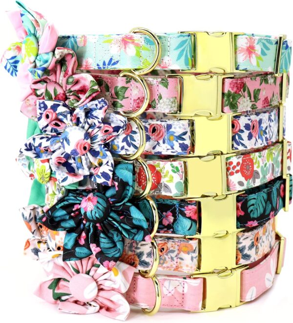 Beirui Cute Girl Dog Collars for Small Medium Large Dogs, Multiple Floral Patterns Female Pet Dog Collars with Flower for Wedding Holiday(XS:Neck 8-12", Pink-5) - Image 6