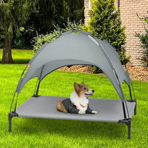 Heeyoo Elevated Dog Bed with Canopy, Outdoor Dog Cot with Removable Canopy Shade Tent, Portable Raised Pet Cot Cooling Bed for Dogs - Image 6