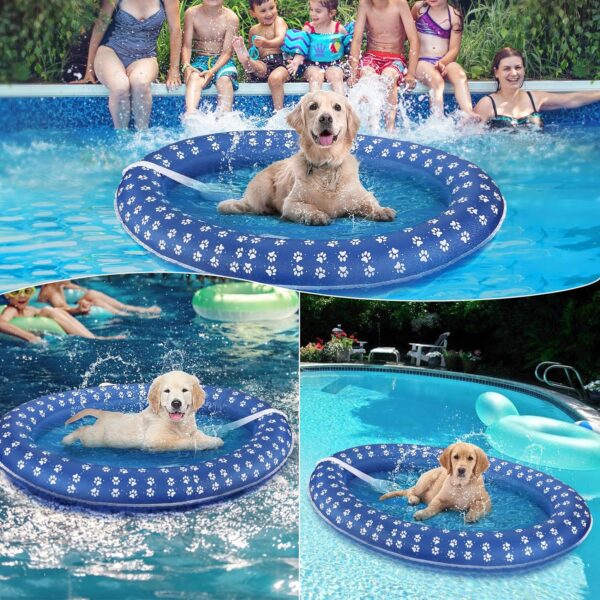 Dog Floats for Pool, ZOOS Dog Pool Float Inflatable Pool Floats for Small Medium Dogs 30Lb 43.3"x28.3" Pet Soft Dog Float Raft Swimming Pool Float for Summer, Air Pump and 6ft Woven Ribbon Included - Image 7