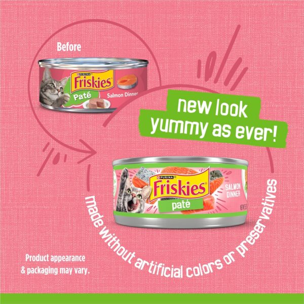 Purina Friskies Wet Cat Food Pate, Salmon Dinner - (Pack of 24) 5.5 oz. Cans - Image 2