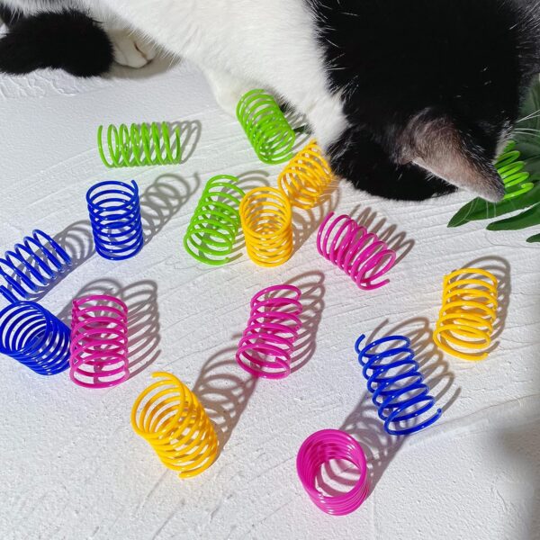 Cat Spring Toy (100 Pack), Interactive Cat Toy for Indoor Cats, Lightweight Reliable Plastic, Plastic Cat Coil for Kittens to Swat, Bite, Hunt - Image 7