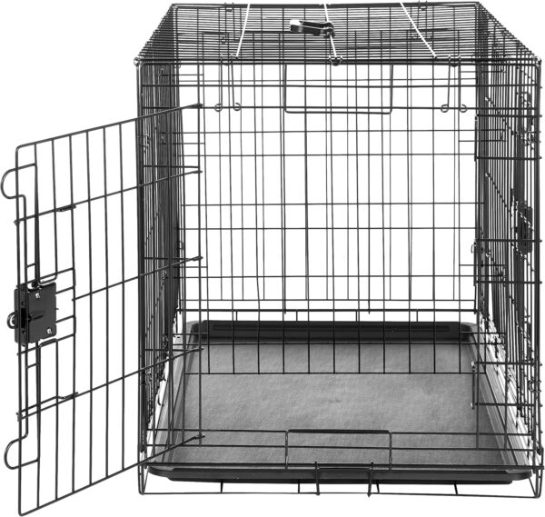 Amazon Basics - Durable, Foldable Metal Wire Dog Crate with Tray, Double Door, 36 x 23 x 25 Inches, Black - Image 4