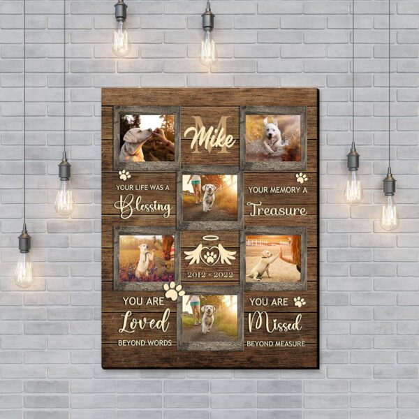 Customized Dog Memory Canvas Wall Hanging Art Priting with Photos Personalized Picture Pet Loss Memorial Picture Gifts Customized Pet Bereavement Gift Canvas Print Gift for Dog Lover Dog Mom Dog Dad - Image 2