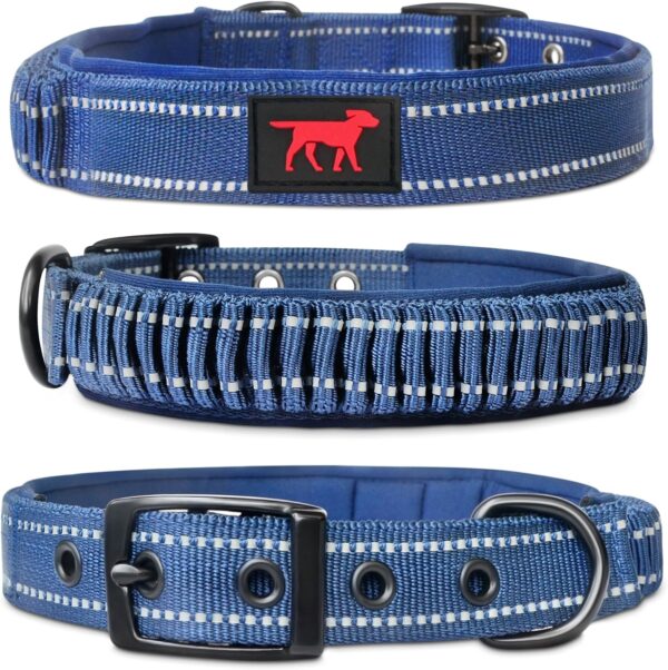 Heavy Duty Dog Collar with Handle | Ballistic Nylon Heavy Duty Collar | Padded Reflective Dog Collar with Adjustable Stainless Steel Hardware | Convenient Sizing for All Breeds