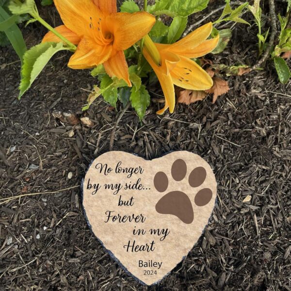 Dog Memorial Stone Personalized, Loss of Dog Sympathy Gift Stone, Memory Gifts for Pet Loss Paw Print Headstone (S-009) - Image 3