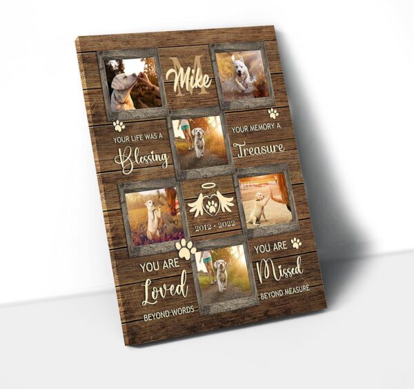 Customized Dog Memory Canvas Wall Hanging Art Priting with Photos Personalized Picture Pet Loss Memorial Picture Gifts Customized Pet Bereavement Gift Canvas Print Gift for Dog Lover Dog Mom Dog Dad - Image 3