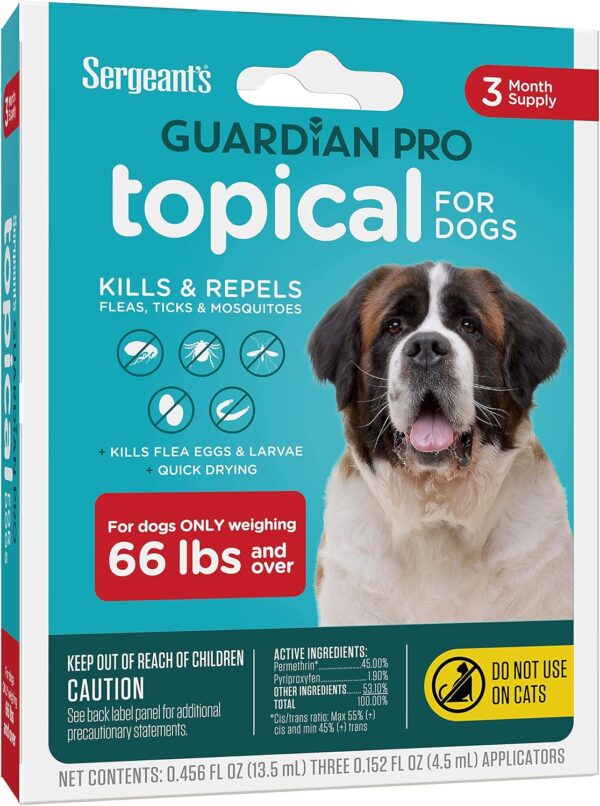 Sergeant's Guardian Pro Flea & Tick Squeeze On Topical for Dogs, 66+ lbs., 3 Count - Image 11