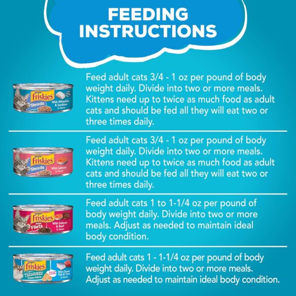 Purina Friskies Wet Cat Food Variety Pack, Fish-A-Licious Shreds, Prime Filets & Tasty Treasures - (Pack of 32) 5.5 oz. Cans - Image 10