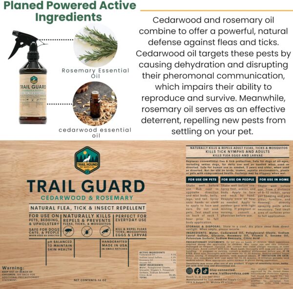 Trail Guard Natural Extra Stregth Insect, Flea and Tick Spray for Dogs, Cats, People & Home - 16oz Plant-Based Insect & Tick Repellent for Dogs - Kid Safe - DEET Free - Flea and Tick Prevention - Image 4