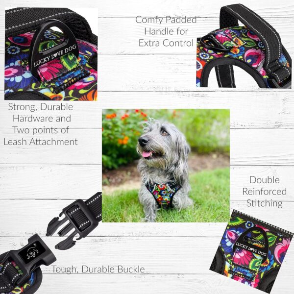 Lucky Love Dog No Pull Dog Harness, Adjustable and Easy to Walk, Cute Floral Pattern Dog Harness for Small Medium Large Dogs - (Medium, Blackbird Harness) - Image 6