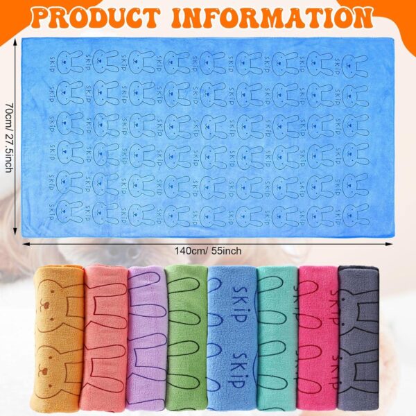 8 Pcs Dog Drying Towels Bulk 55'' x 28'' Pet Grooming Towels Absorbent Microfiber Dog Bath Towels Quick Drying Puppy Bathing Towel for Small Medium Large Dogs Cats Pets Bathing Grooming (Colorful) - Image 3