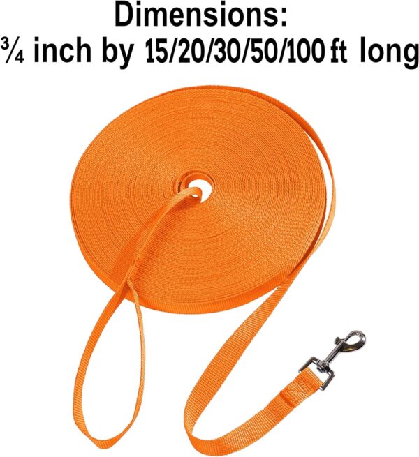 Hi Kiss Dog/Puppy Obedience Recall Agility Lead - 15ft 20ft 30ft 50ft 100ft Leash - Great for Training, Play, Camping, or Backyard - Orange 20ft - Image 4