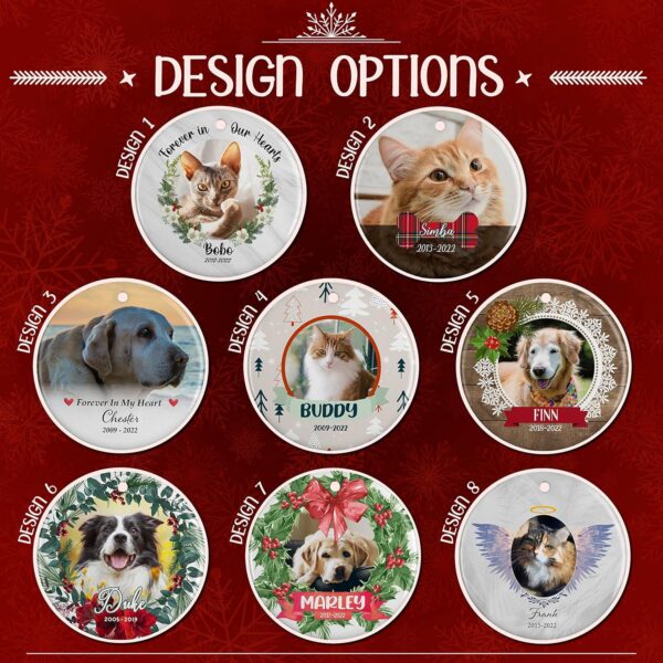 Personalized Pet Memorial Photo Ornament - Forever in Our Hearts - 5 Designs for Dogs and Cats - In Loving Memory Keepsake Gift - Image 2