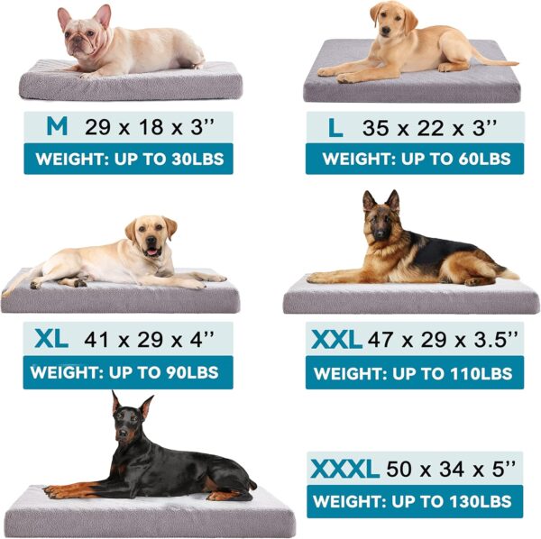 Orthopedic Memory Foam Dog Beds for Large Dogs, Large Dog Bed, 41 inches XL Washable Dog Bed with Waterproof Liner and Cooling Gel Memory Foam, Comfy Dog Crate Mat Fits up to 90 lbs Pets - Image 5