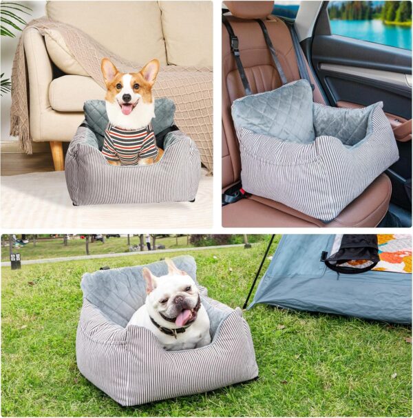 Dog Car Seat for Small Dogs, Removable and Washable Safety Dog Booster Car seat,Anti Slip and Sturdy Dog Car Seats, Portable Dog Car Travel Carrier Bed for Under 30 lbs, Grey - Image 6