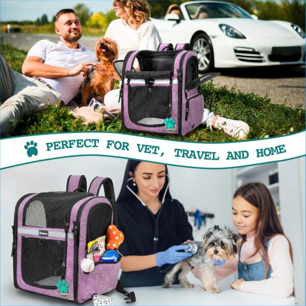 PetAmi Dog Backpack Carrier For Small Large Cat, Pet, Puppies, Ventilated Pet Hiking Backpack Travel Bag, Airline Approved Cat Backpack Carrier, Safety Back Support, Camping Biking, Max 18 lbs, Purple - Image 7