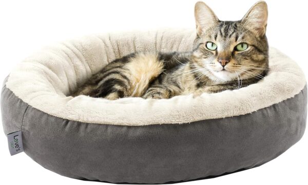 Love's cabin Round Donut Cat and Dog Cushion Bed, 20in Bed for Cats or Small Dogs, Anti-Slip & Water-Resistant Bottom, Super Soft Durable Fabric Pet Beds, Washable Luxury Cat & Dog Bed Gray